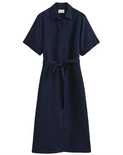 Gant - Linen Skjorte Kjole - Evening Blue